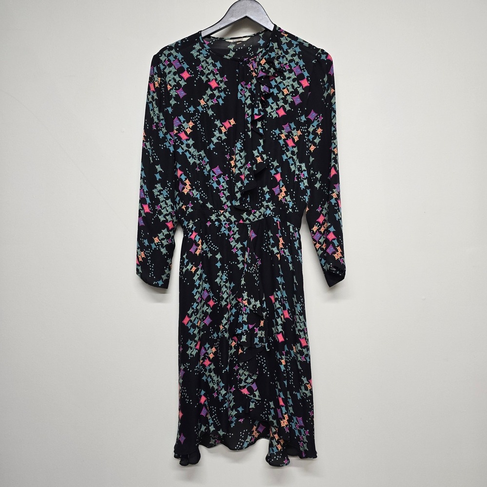 Tucker Silk Dress Womens Small Black Abstract Geometric Whimsigoth Boho